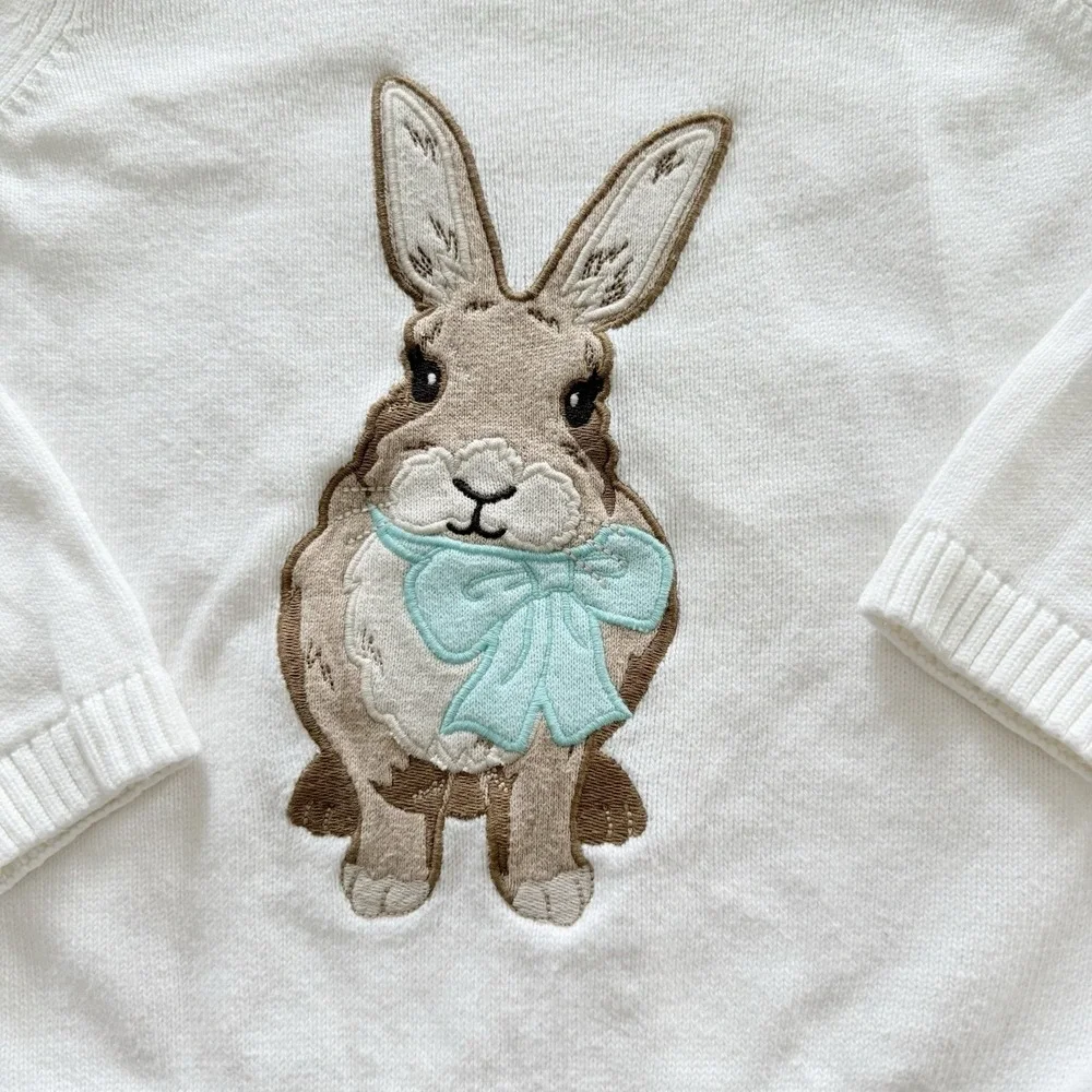 Gymboree Girls 5T‎ White Bunny Rabbit Sweater Easter Long Sleeve Cotton Cute